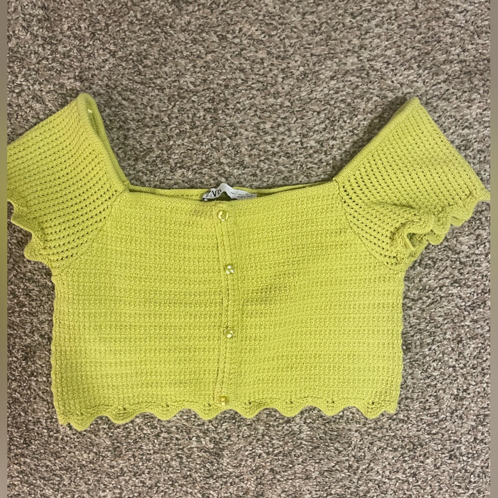Lime green cropped Zara top